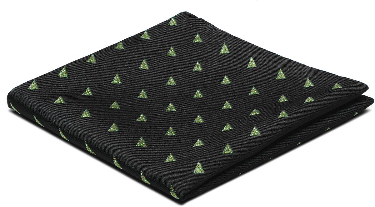 Zwarte Kerstpochet met Kerstboommotief