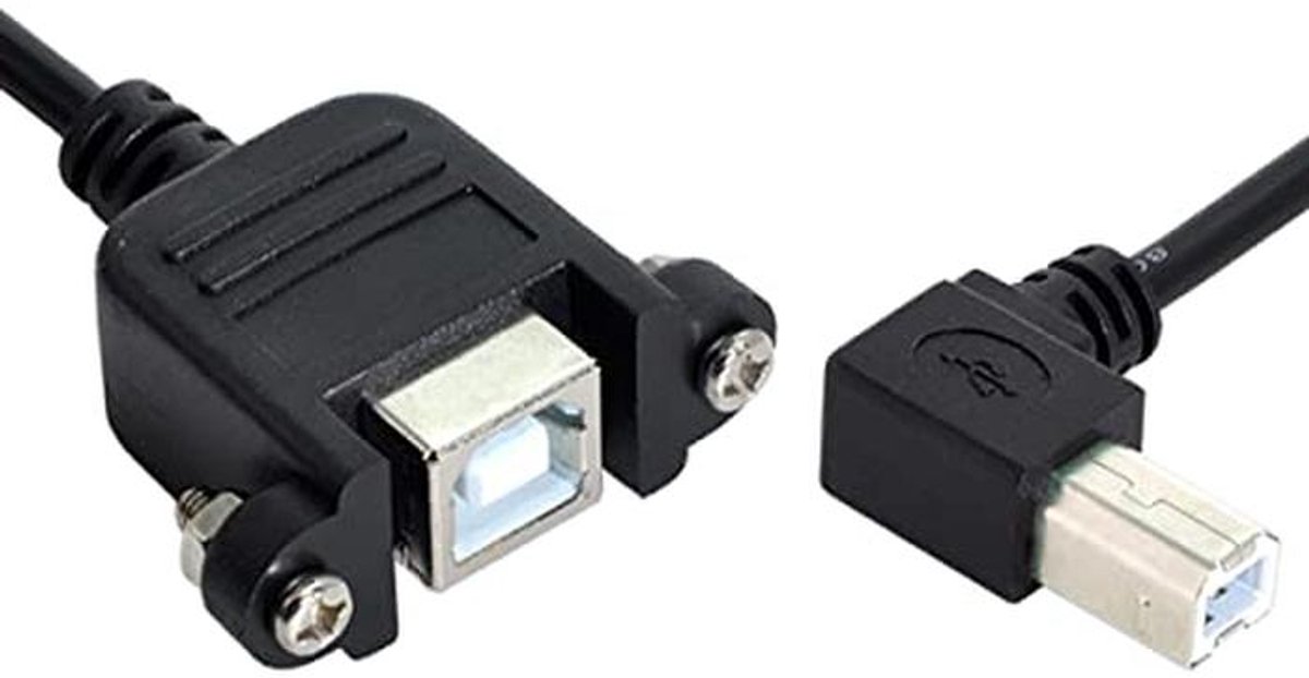 USB Type-B Verlengkabel 50cm Haaks met Schroeven voor Printer en Scanner