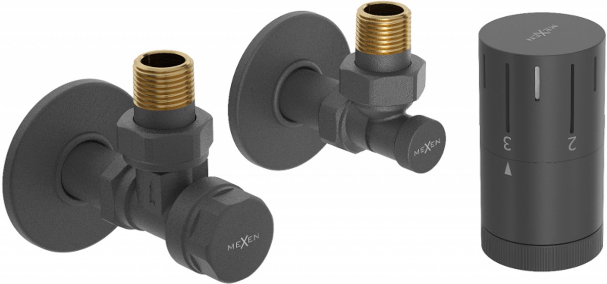 Mexen G05 hoek thermostaatset met afdekplaat R, antraciet - W901-958-904-66