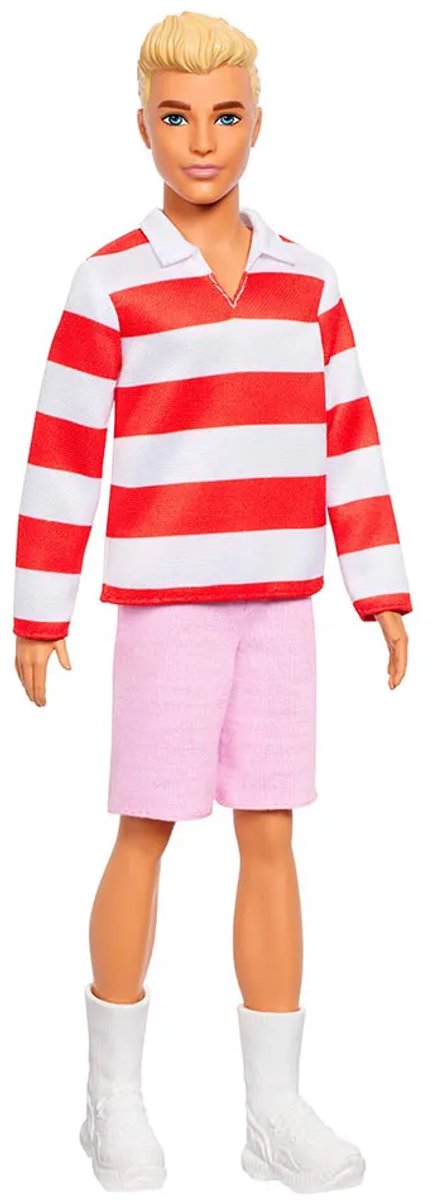 Barbie Fashionistas Ken Pop - Blond haar en rood-wit gestreepte polo — afbeelding 10