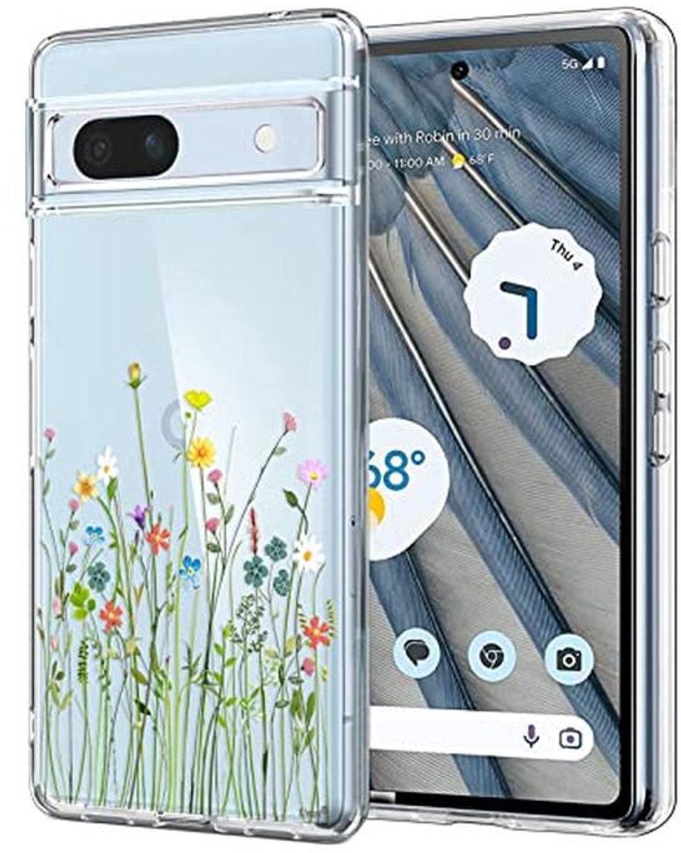 Transparant Hoesje met Bloem Design voor Pixel 7a - Slanke TPU Bumper 6,1 inch