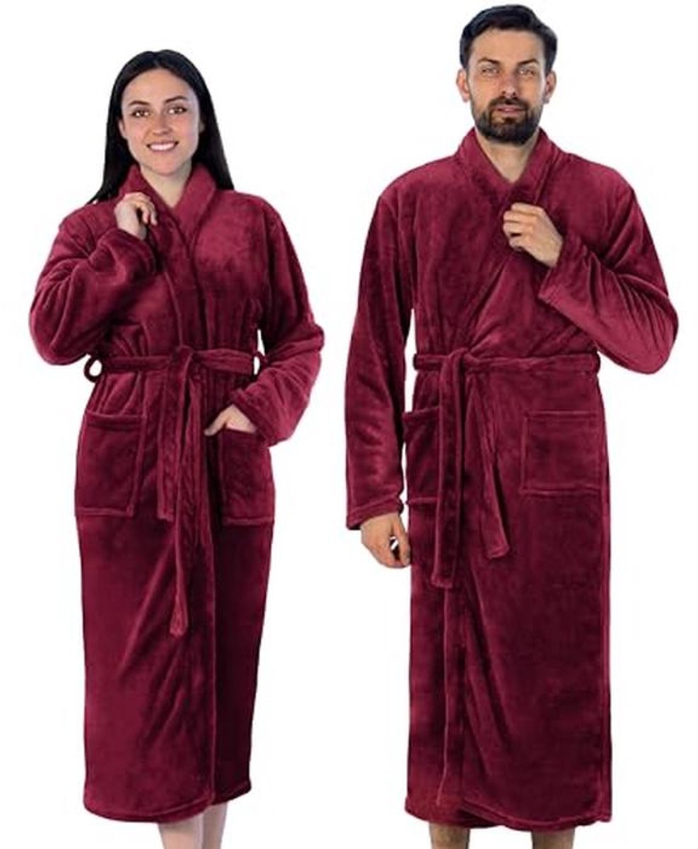 Unisex badjas van knuffelfleece met sjaalkraag - microvezel - maat S t/m XXXL