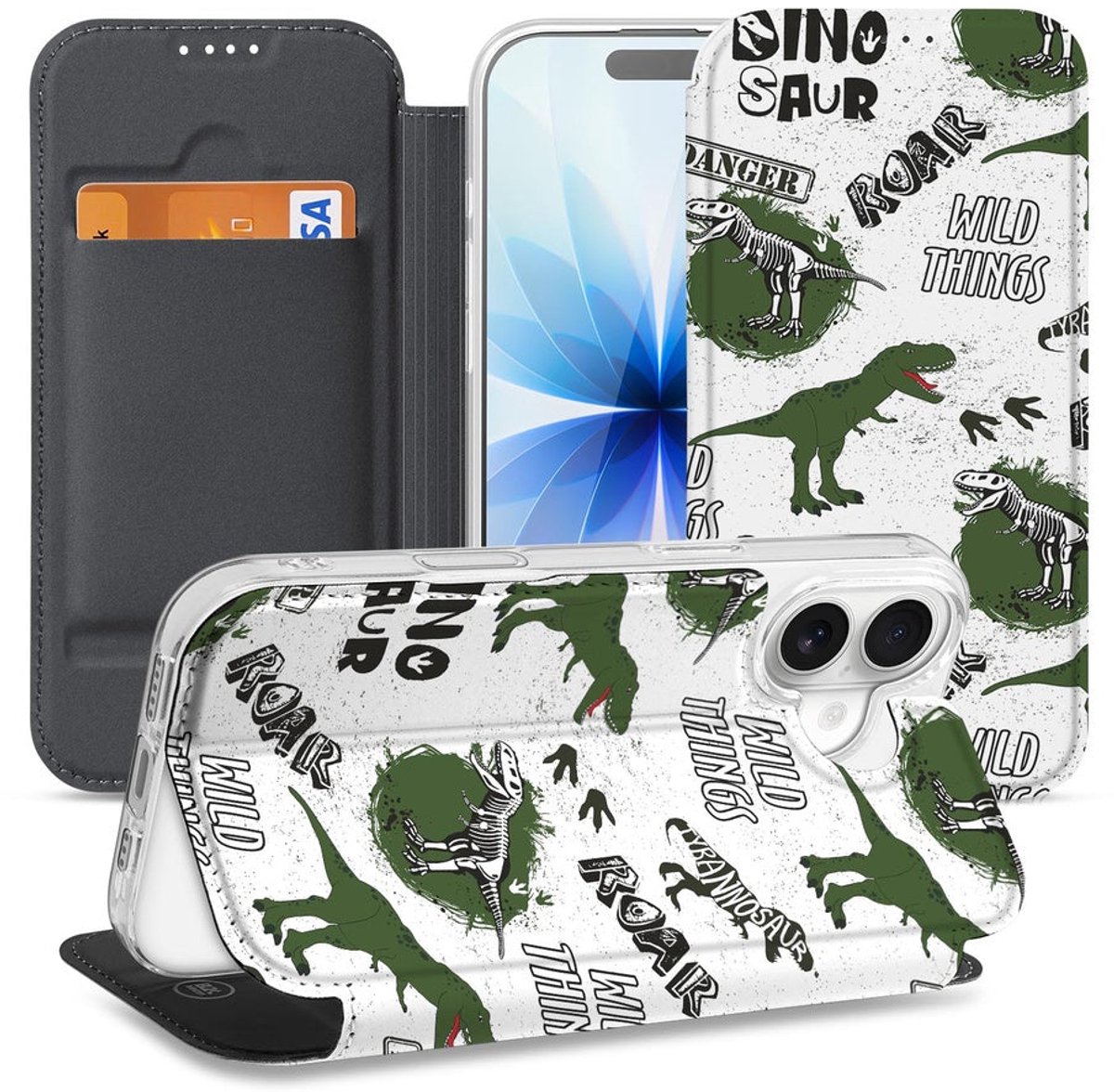 Apple iPhone 17 Stand Case Hoesje Dinosaurus
