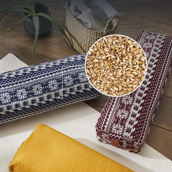 #DoYourYoga - Hoekig Yoga bolster - »Paravati« - Meditatiekussen met bio-organische Spelt vulling - L67 cm & diam.13 cm - Style (7) van #DoYourYoga — afbeelding 3