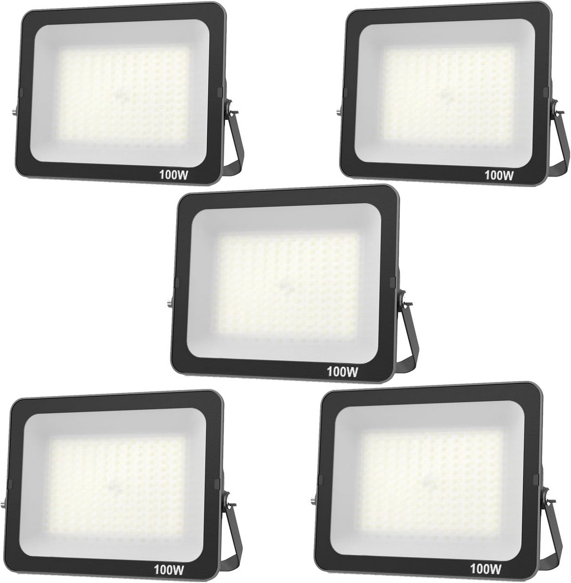 5x 100W LED Floodlight Outdoor - Super Bright Waterproof Spotlamp voor Tuin en Garage
