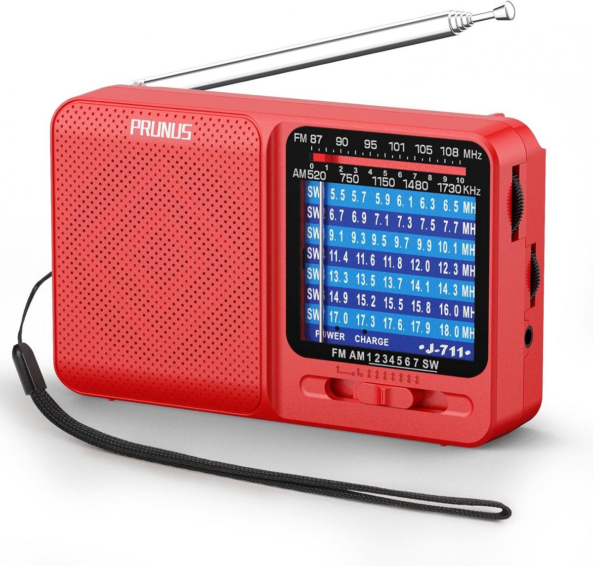 Draagbare Radio FM AM SW met Groot Geluid - Rood