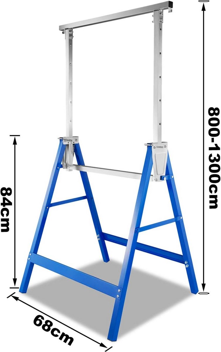 Verstelbare Steigerbok 200kg Draagkracht - In Hoogte Verstelbaar 80-130 cm - Robuuste Klapbok Metaal (Set van 4)