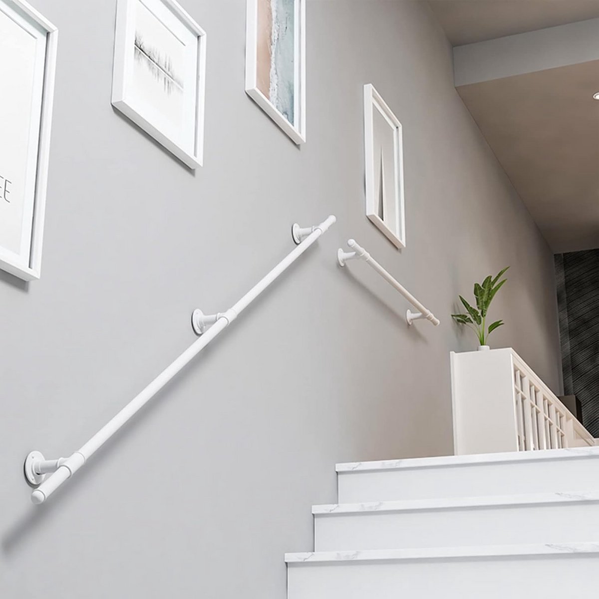 Wandelsteun Leuning voor Binnen en Buiten - Wandgemonteerd Trapleuning Metaal (90 cm)