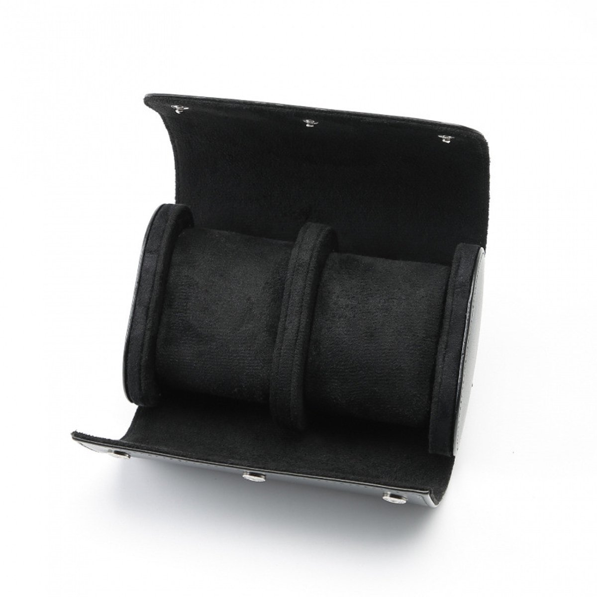 Horlogeopbergdoos, reishorlogedoos, draagbare horlogeopbergdoos, beschermt tegen verlies en krassen, twee kaartsleuven, zwart.