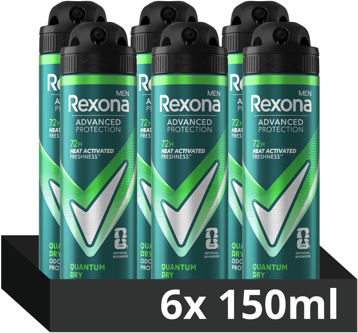 Bol.com Rexona Men Advanced Protection Anti-Transpirant Spray - Quantum Dry - met Heat Activated Freshness Technologie - 6 x 150 ml aanbieding