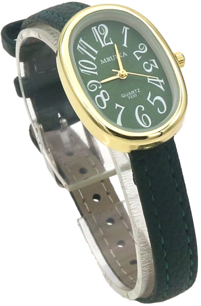 Horloge - quartz - PU band - groen - 36x22 mm