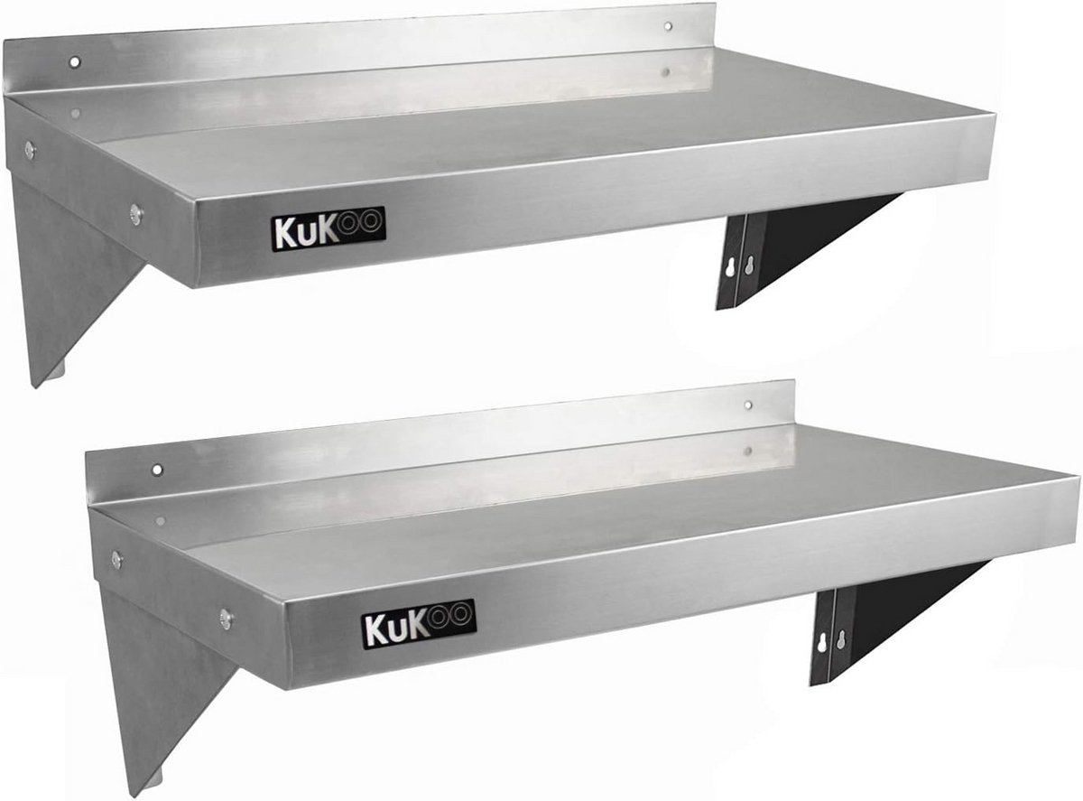 Roestvrijstalen Wandplank Set voor Keuken - 2x 90cm x 30cm