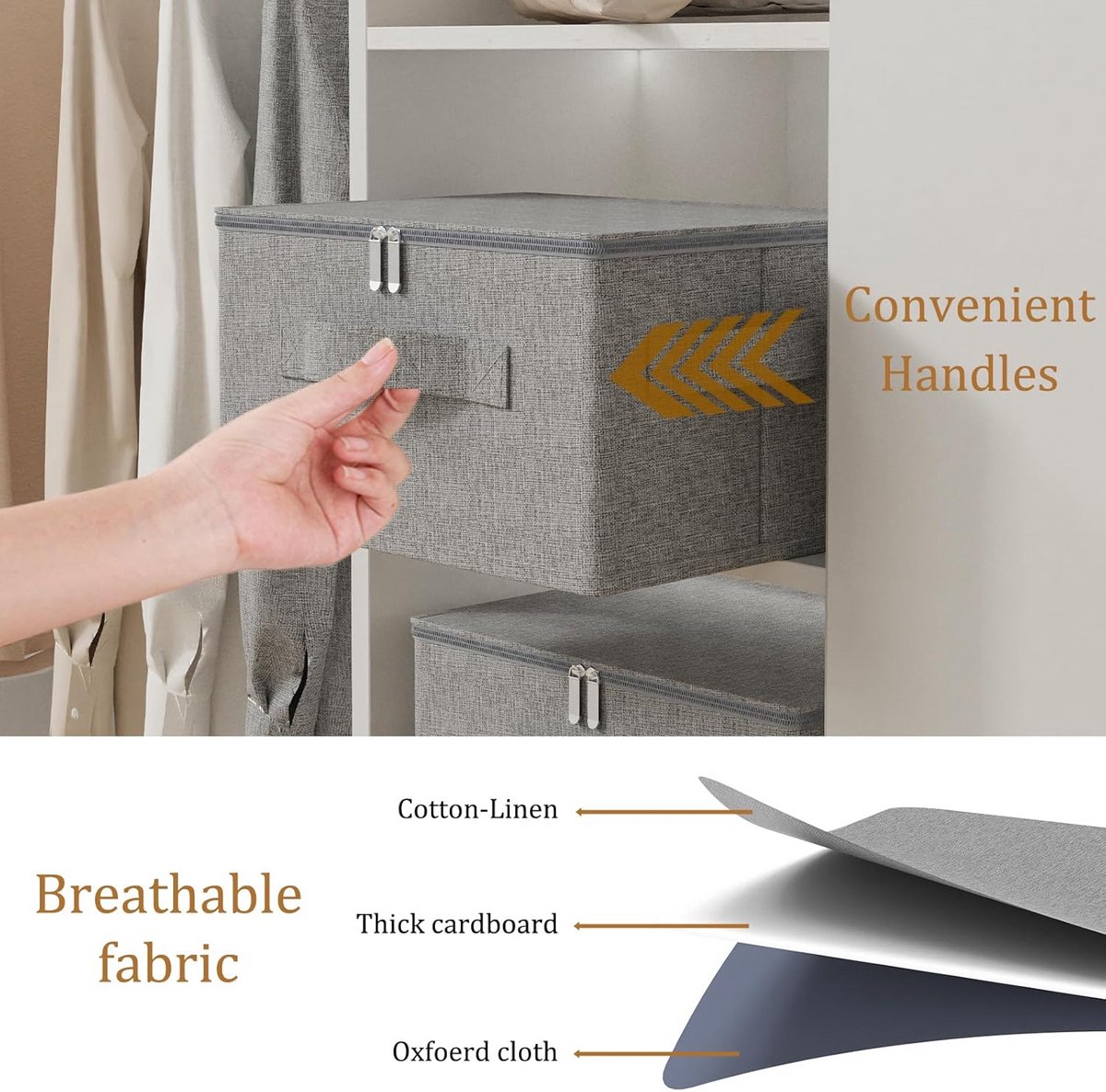 Opbergdozen met Deksel - Opvouwbare Deken Opbergzakken voor Kleding en Schoenen - Stijlvolle Organisatiebakken - 2 Stuks, Grijs (45x35x25cm) — cadeau in Cadeau-ideeën - foto 7