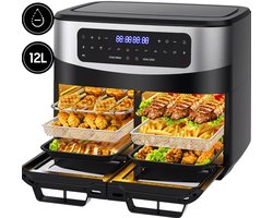 XXL Dual Zone Airfryer 12L – 2600W – Met Kijkvenster & 10 Programma’s
