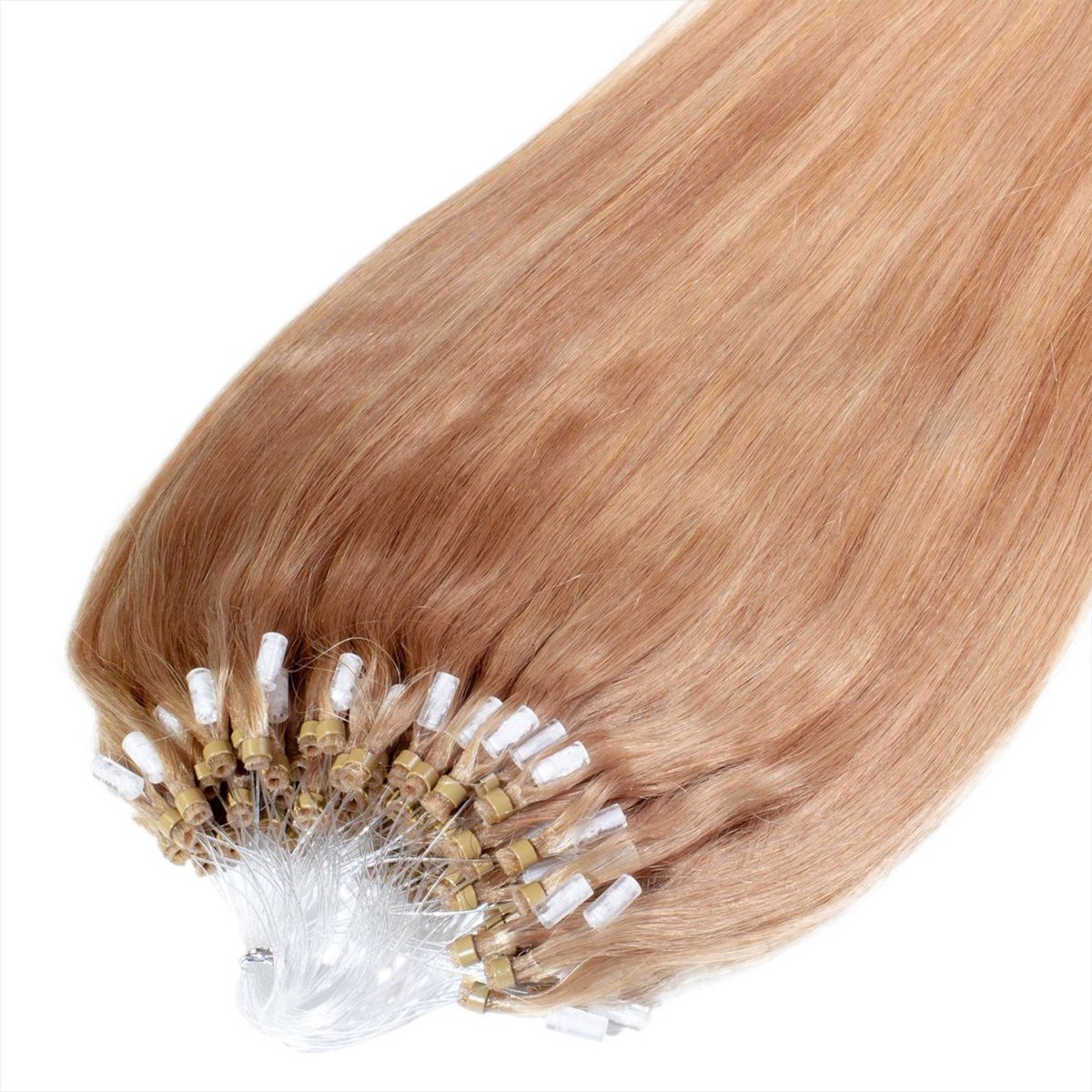 hair2heart Premium Microring Extensions Echt haar glad - 25 strengen 0,8 g 40 cm 8/01 lichtblond naturel-as