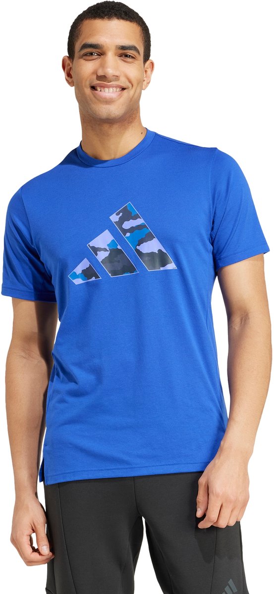 Adidas Performance Train Essentials Camo Graphic Logo T-Shirt Heren Blauw