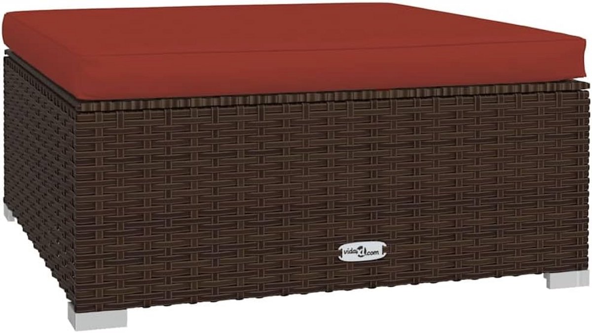 Trendy Garden Footstool 70x70x30 cm - Bruin Poly Rattan