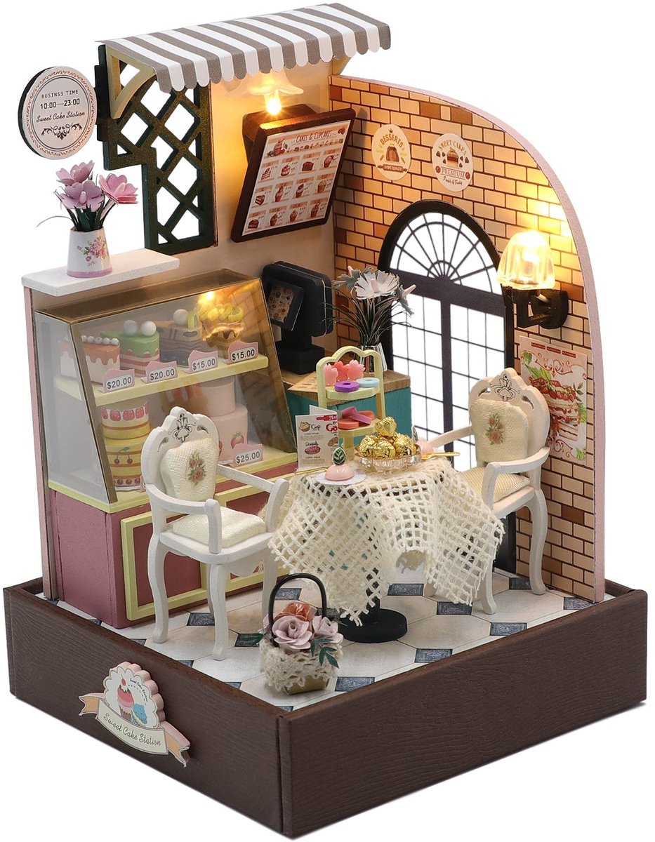 Sweet cake station - 3D Puzzel met Handleiding - DIY - Miniatuur Modelbouw Hout Kinderen en Volwassenen - Houten bouwpakket - Assemblr