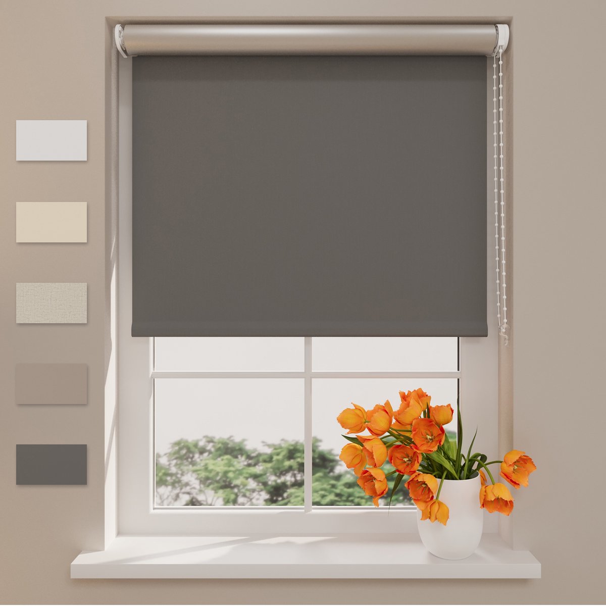 DTCH® Rolgordijn verduisterend – Easy Thermo – Dark Grey – 80 x 190 cm – meerdere maten verkrijgbaar – 60 t/m 240 cm breed – Isolerende zonwering