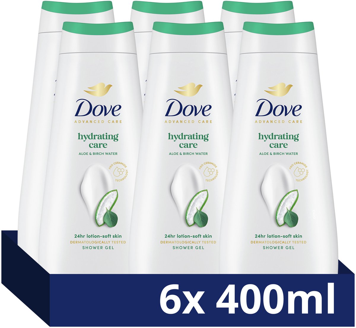 Dove - Douchegel - Advanced Care - Hydrating Care - 6 x 400 ml - Voordeelverpakking
