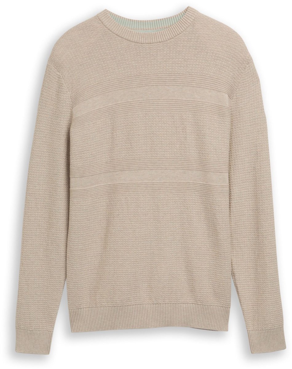 Tom Tailor - Heren pull - Maat M - Mannen - Bruin - Bovenmateriaal