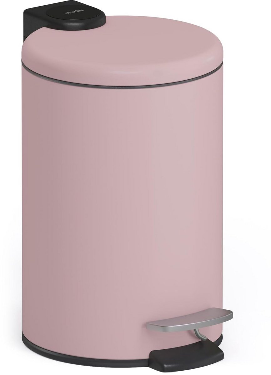 Pedaalemmer met Softclose Mechanisme - Stijlvolle Afvalemmer voor Badkamer en Keuken, Roze, 3 Liter
