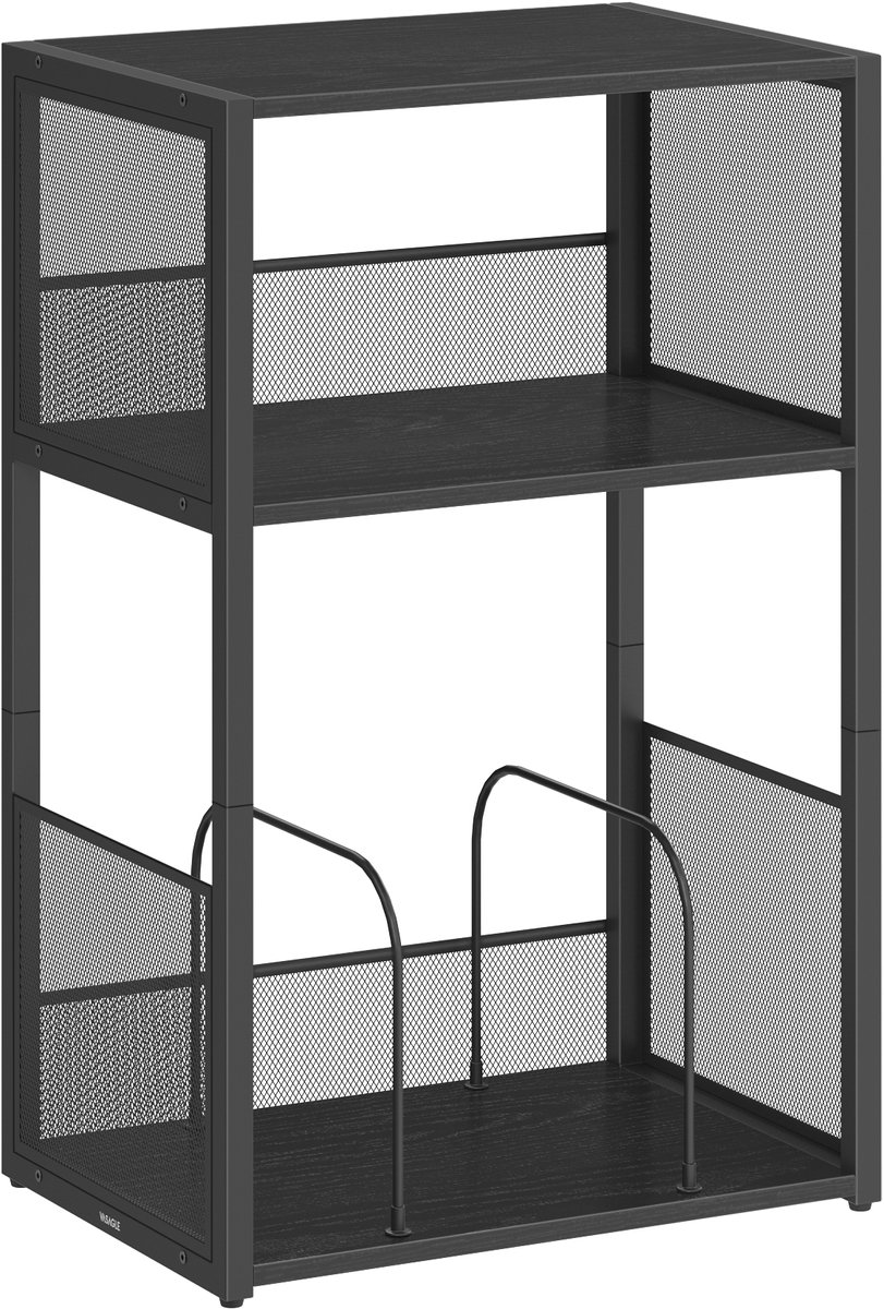 Vasagle Bijzettafel - Bijzettafeltjes Woonkamer - met 3 Niveaus - Voor Maximaal 100 Albums - Bijzettafel voor Woonkamer Slaapkamer Zwart