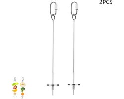 2 stuks - Vogelvoerhouder - houder voor fruit en groenten - roestvrijstalen groentespies - voor papegaaien, kaketoes en valkparkieten - 17.5cm - zilver