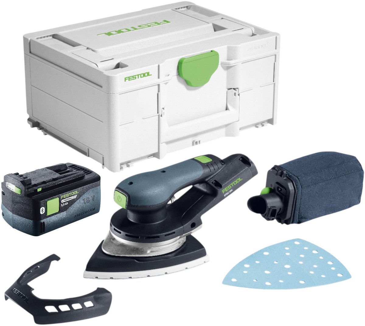 Festool DTSC 200-Basic accu-deltaslijper 18 V 145 x 195 mm borstelloos + 1x accu 5,0 Ah + Systainer - zonder oplader