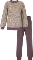 Tenderness Dames Pyjama - Badstof - Lange Mouwen - Bruin - Maat XXL