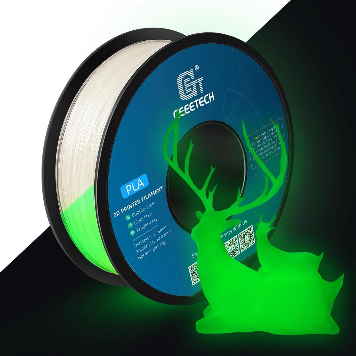Gloeien in het Donker PLA Filament 1.75mm voor 3D Printer - 1 kg Lichtgroen