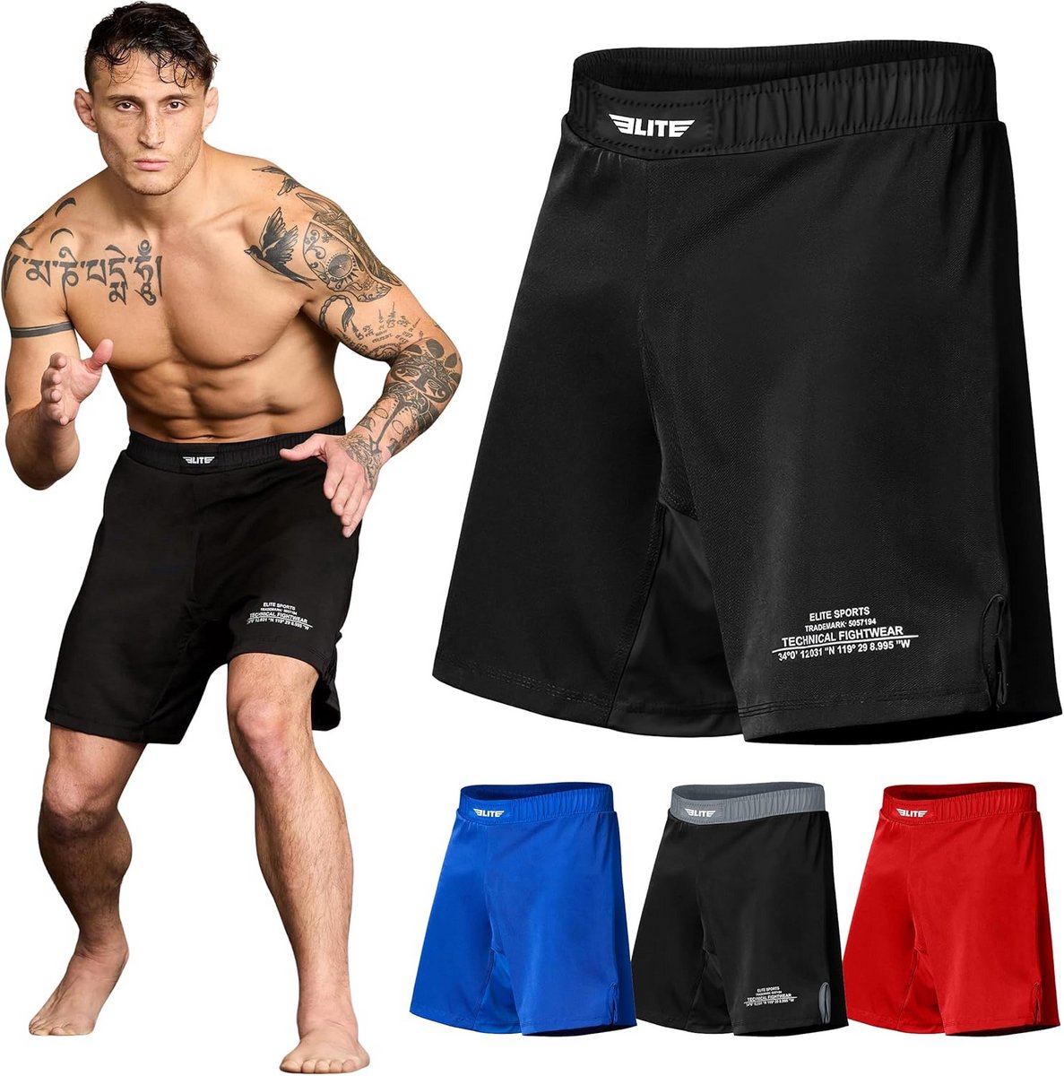 Heren MMA Vechtshorts voor BJJ, No Gi Grappling en Jiu Jitsu