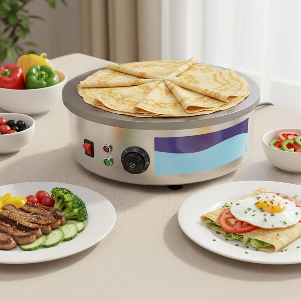 Professionele Elektrische Pannenkoekenmaker 45 cm Gietijzer - Crêpe en Gozleme Apparaat