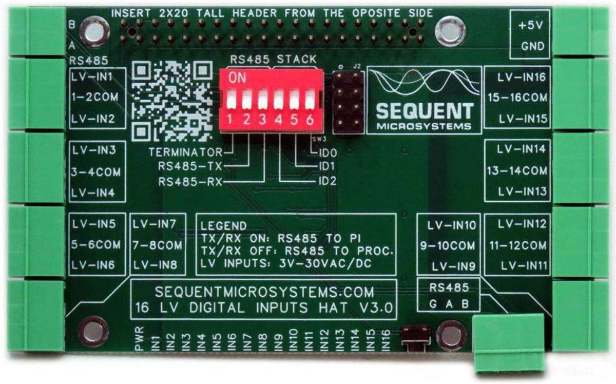Uitbreidingsmodule met 16 Digitale Ingangen voor Raspberry Pi - Stapelbaar