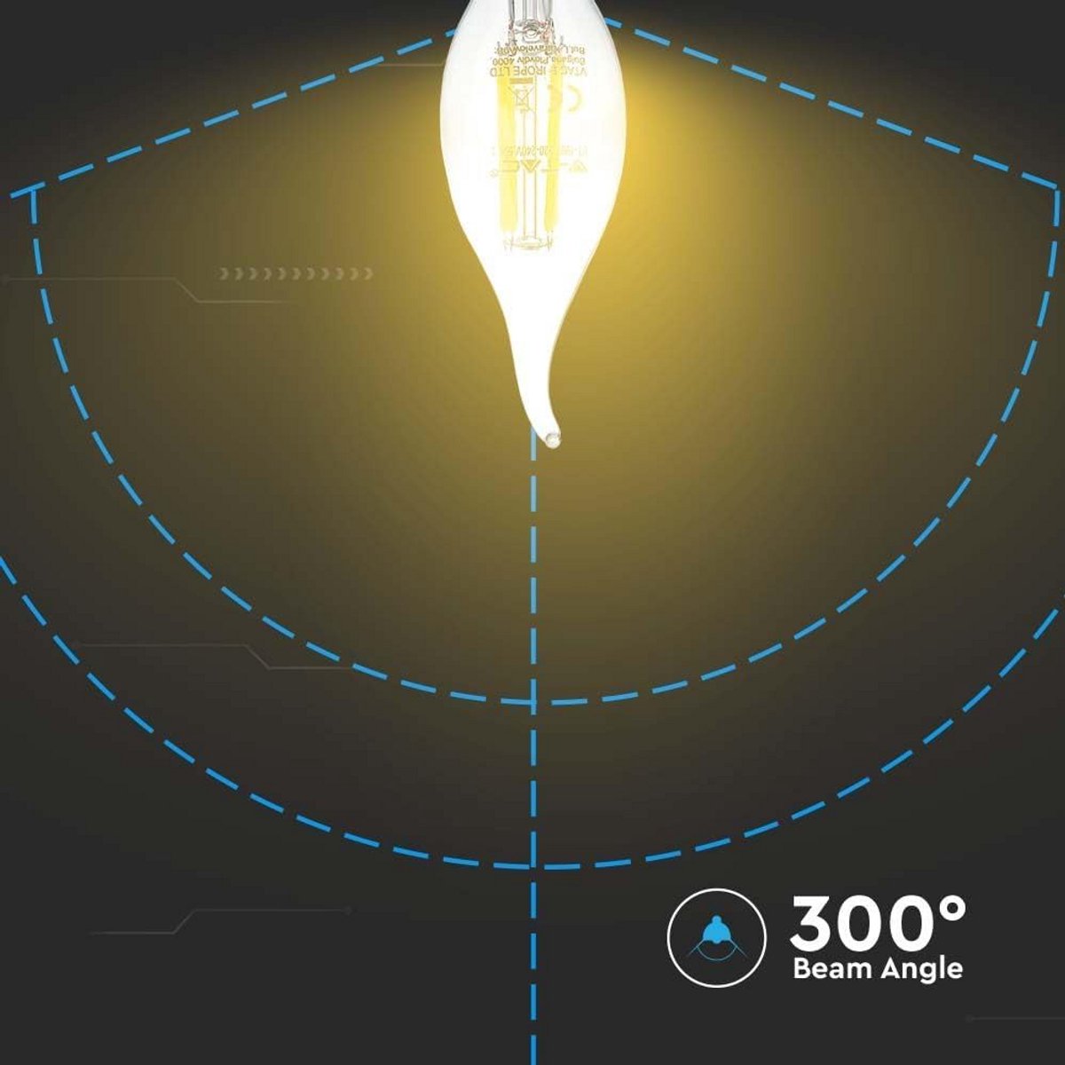 Led Filamentlamp E14 4W Kaarsvormig Warm Wit Licht