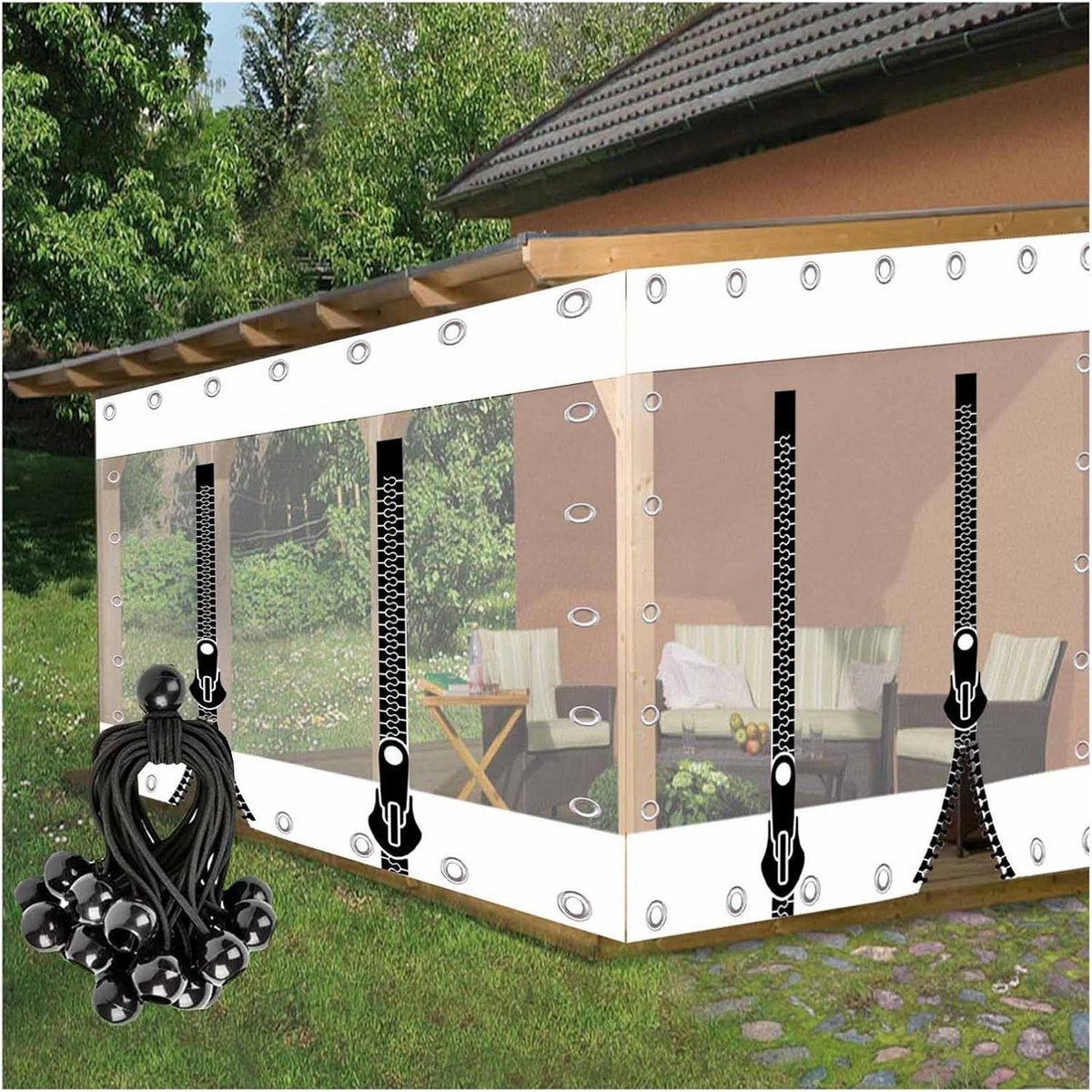 Transparante PVC Zeil Gordijnen Waterdicht voor Tuin en Patio