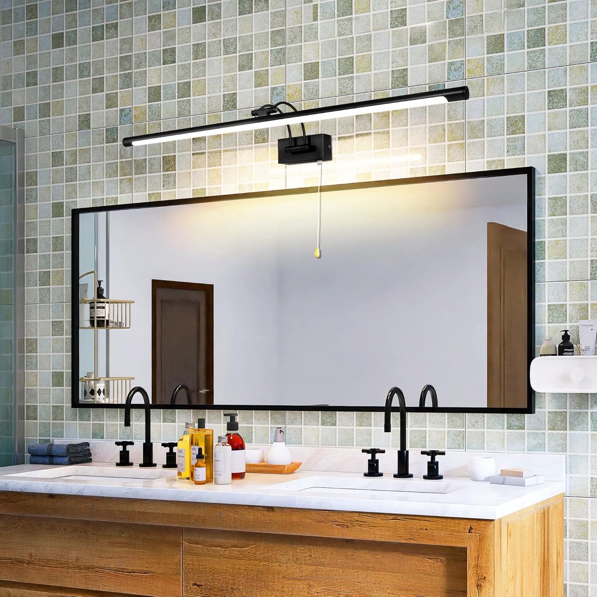 Verstelbare LED Wandlamp Zwart 90CM - Badkamer, Slaapkamer of Boven Spiegel - Warm Wit Licht IP44