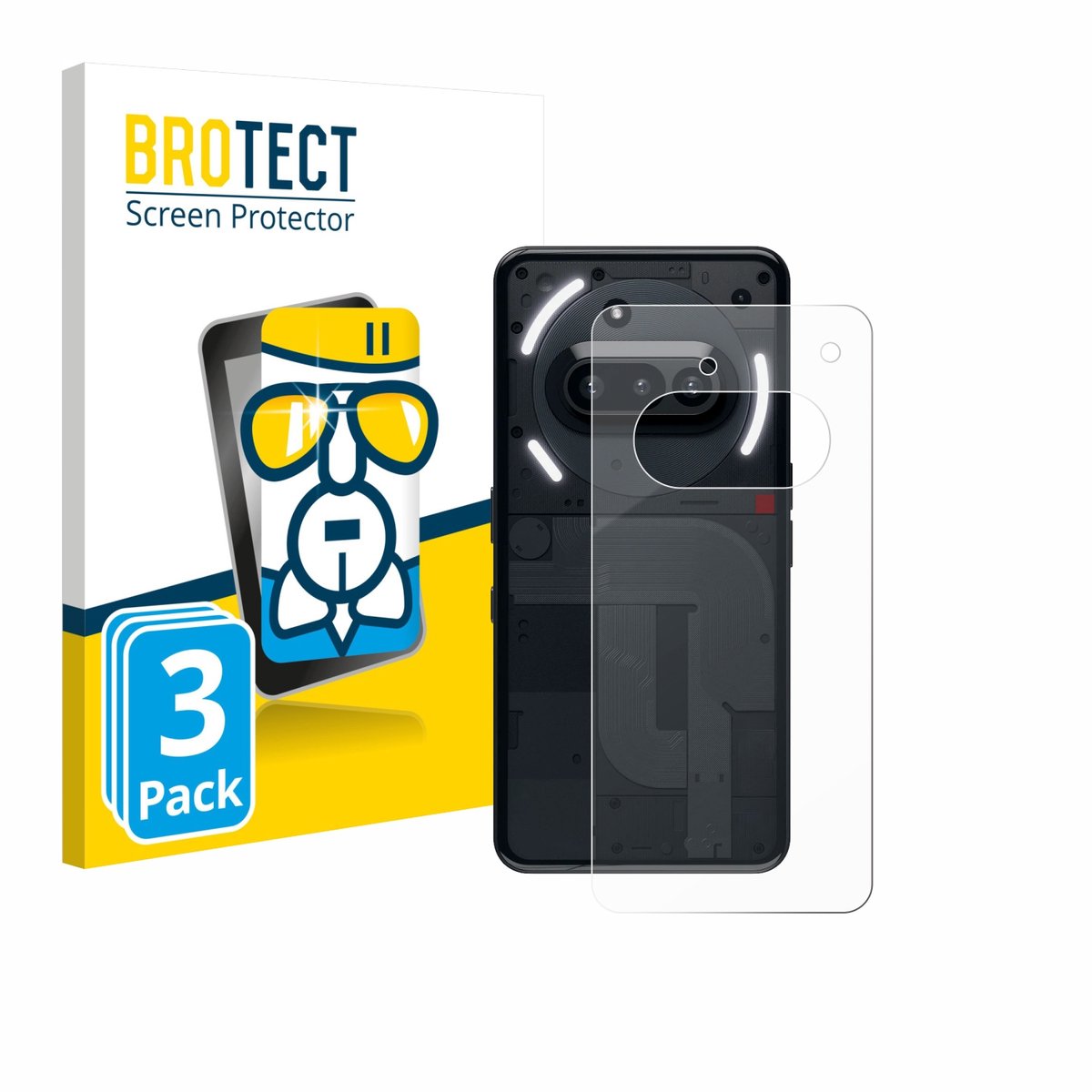 Screenprotector 3 Stuks voor Nothing Phone (3a) (Achterkant) Beschermglas transparant