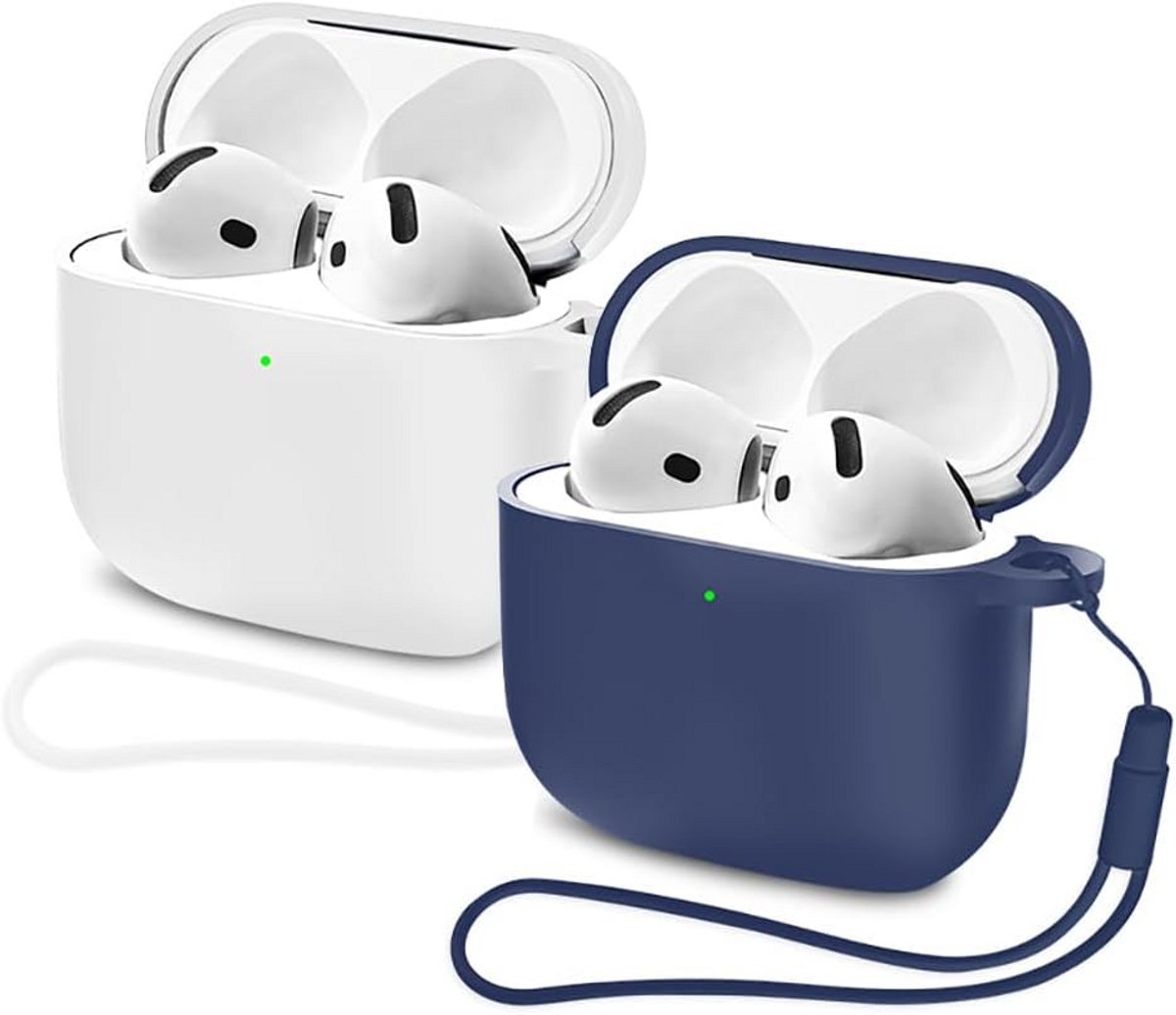 Compatibel met AirPods 4 Gen (2024) - Ultradunne Siliconen Beschermhoes met Reinigingsstift en LED-venster - Anti-Kras & Antislip - 2 Kleuren
