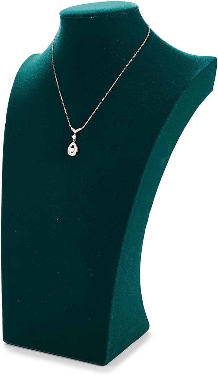 Luxe Fluweel Sieraden Presentatie Standaard Halsketting Buste Groen - Tijdloos Design