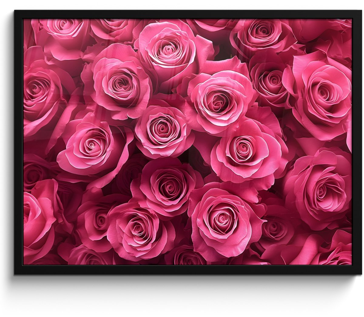 FrameYourWall Poster in lijst - Fotolijst 70x50 cm - Posters - Rozen - Pink - Bloem - Posterlijst zwart - Decoratie - Wanddecoratie woonkamer - Muurdecoratie slaapkamer Bloemen