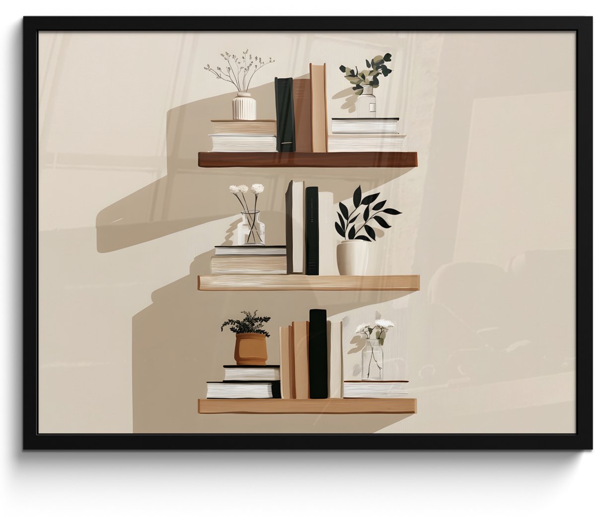 FrameYourWall Poster in lijst - Fotolijst 70x50 cm - Posters - Plankjes - Boeken - Vaasjes - Planten - Posterlijst zwart - Decoratie - Wanddecoratie woonkamer - Muurdecoratie slaapkamer Boeken - Planten - Planken