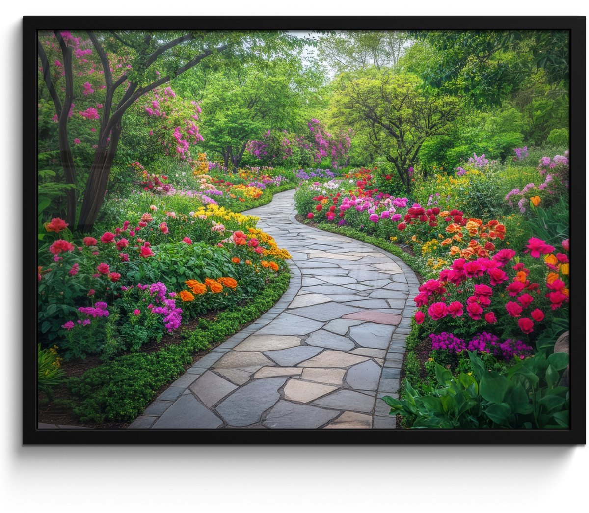 FrameYourWall Poster in lijst - Fotolijst 70x50 cm - Posters - Park - Bloemen - Tuin - Posterlijst zwart - Decoratie - Wanddecoratie woonkamer - Muurdecoratie slaapkamer