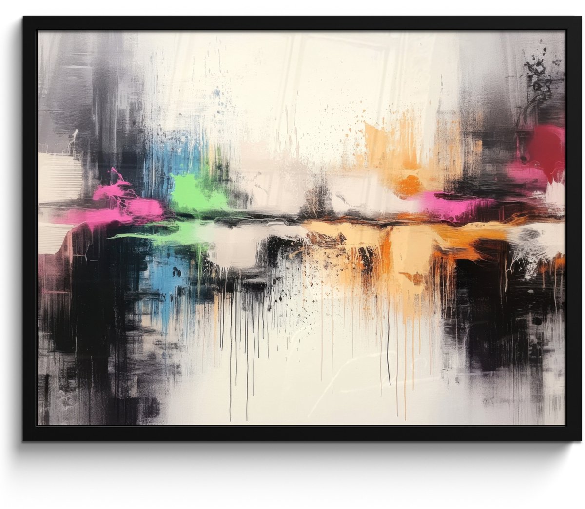 FrameYourWall Poster in lijst - Fotolijst 70x50 cm - Posters - Abstract - Kleurexplosie - Landschap - Posterlijst zwart - Decoratie - Wanddecoratie woonkamer - Muurdecoratie slaapkamer