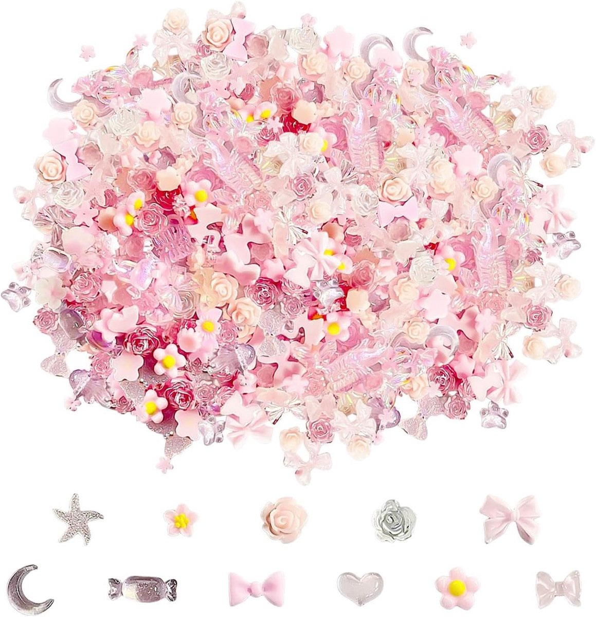 Roze Nail-art Accessoires Set - Nagel Decoratie Materialen - DIY Nagelkunst Benodigdheden