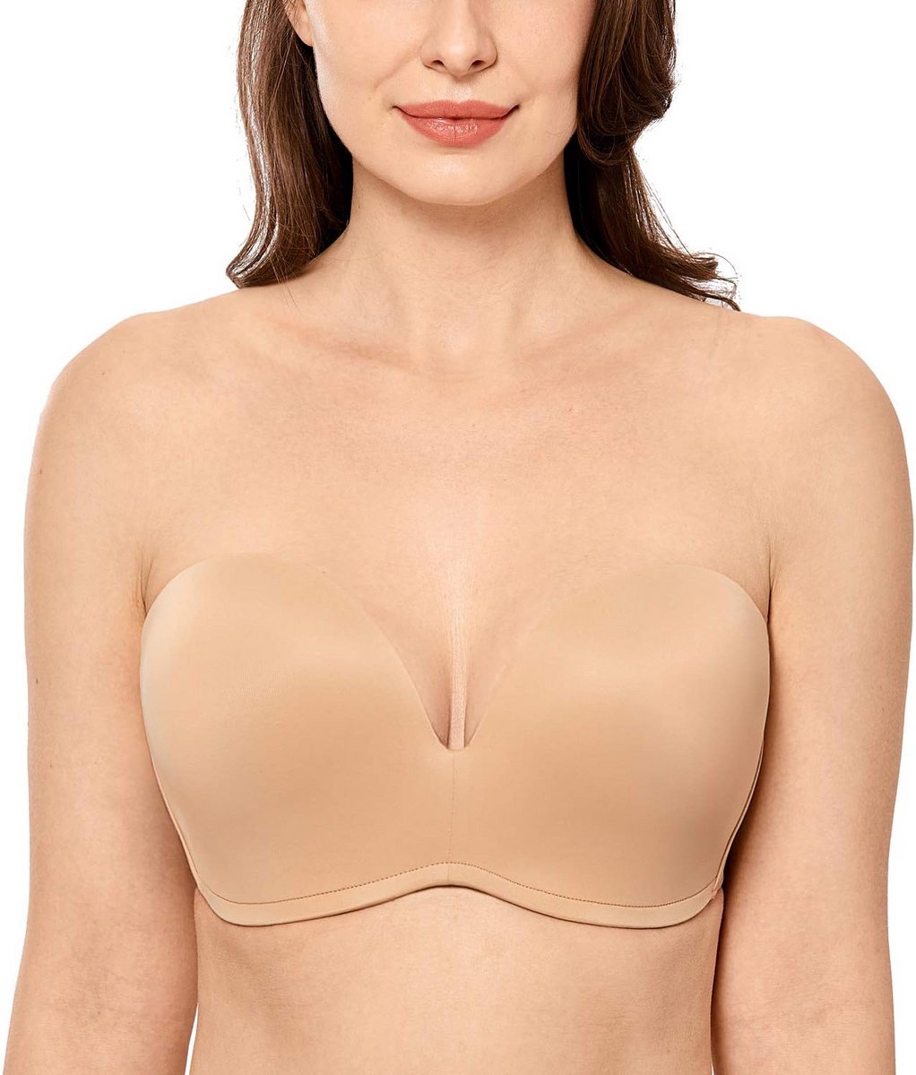 Strapless Beugel BH met Push-Up Effect - Voorgevormde Cups