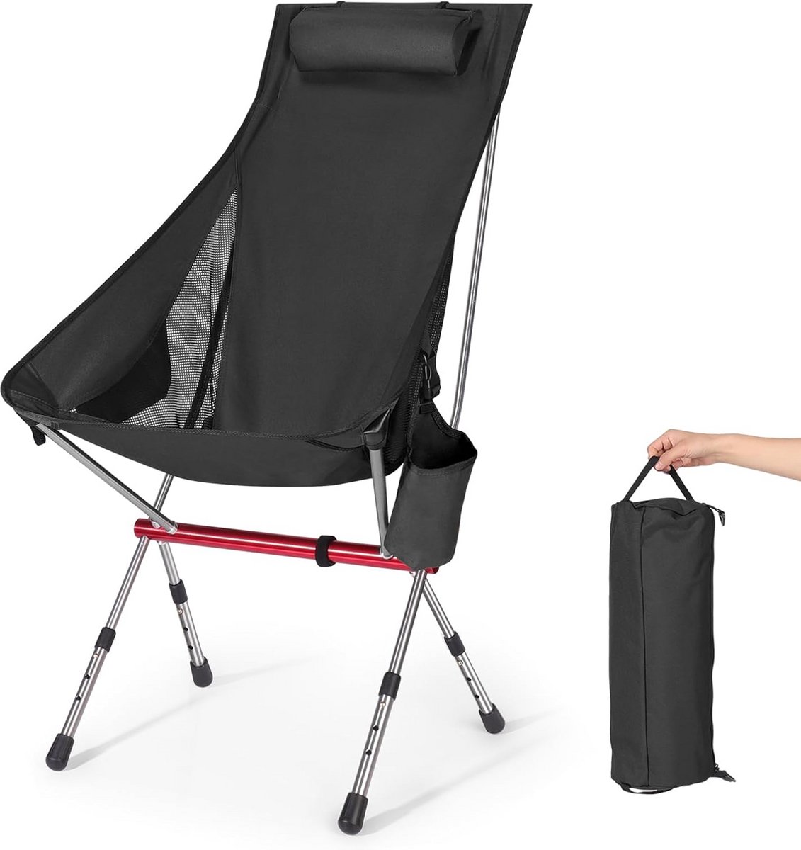 Kampeerstoel - Opvouwbare stoel - Outdoor Zitten - Verstelbare Hoogte - 150 kg Draaglast - Beige