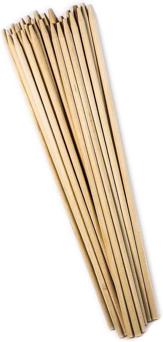 Set van 50 lange houten stokken voor marshmallows en barbecueën