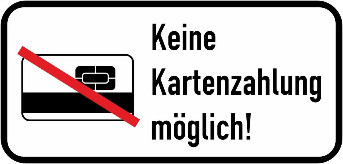 3x Sticker Alleen Contant Geld EC/Creditcard Niet Geaccepteerd 90x50mm