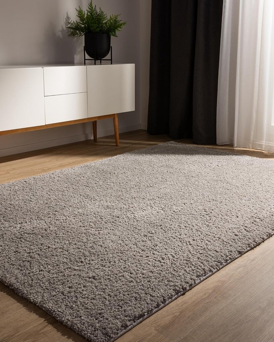 Hoogpolig Vloerkleed Lightgrijs 60x120 cm - Zacht en Wasbaar - Geschikt voor Vloerverwarmi